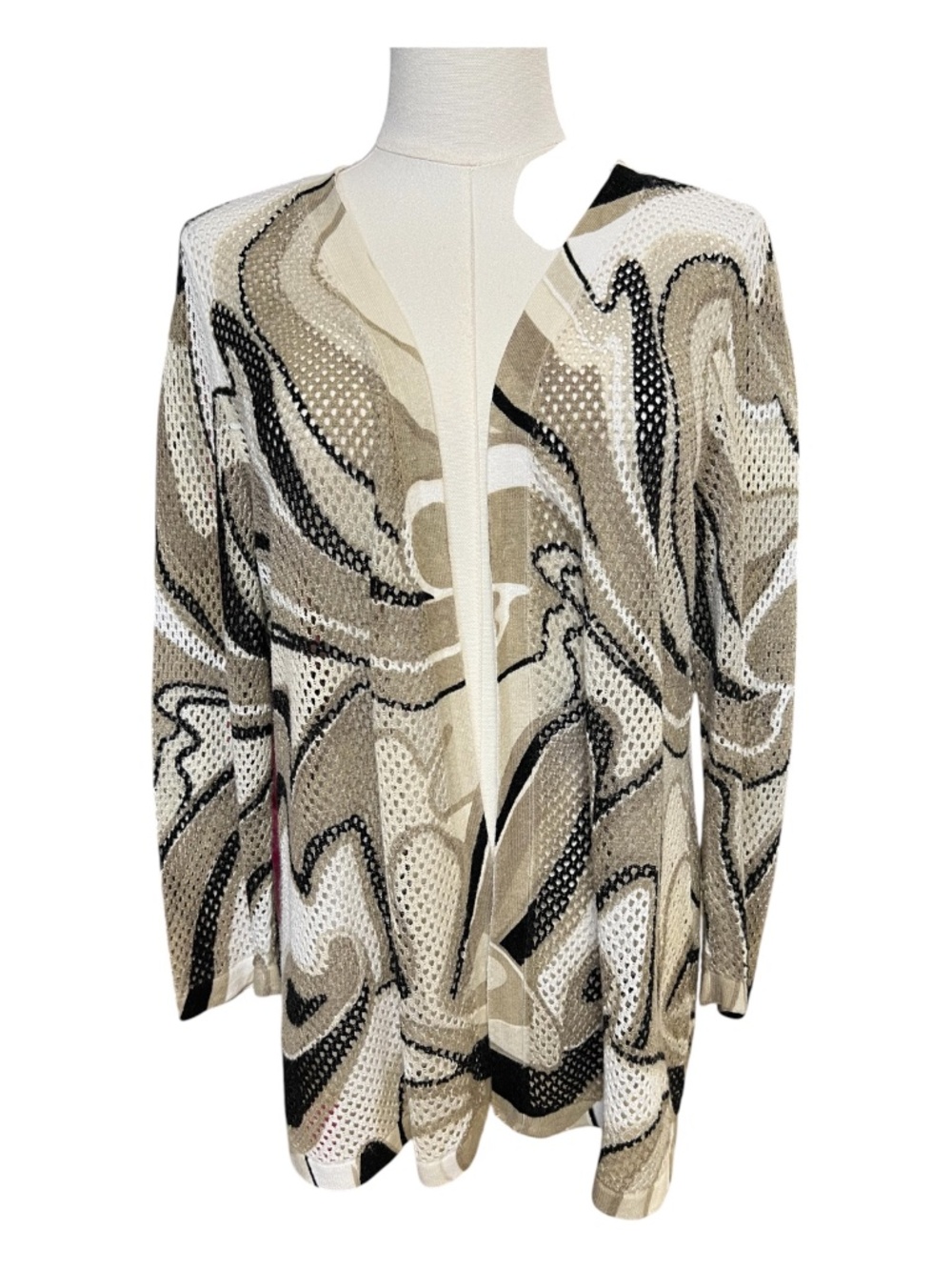 EUC Christopher & Banks Abstract Open Front Cardigan | Size XL